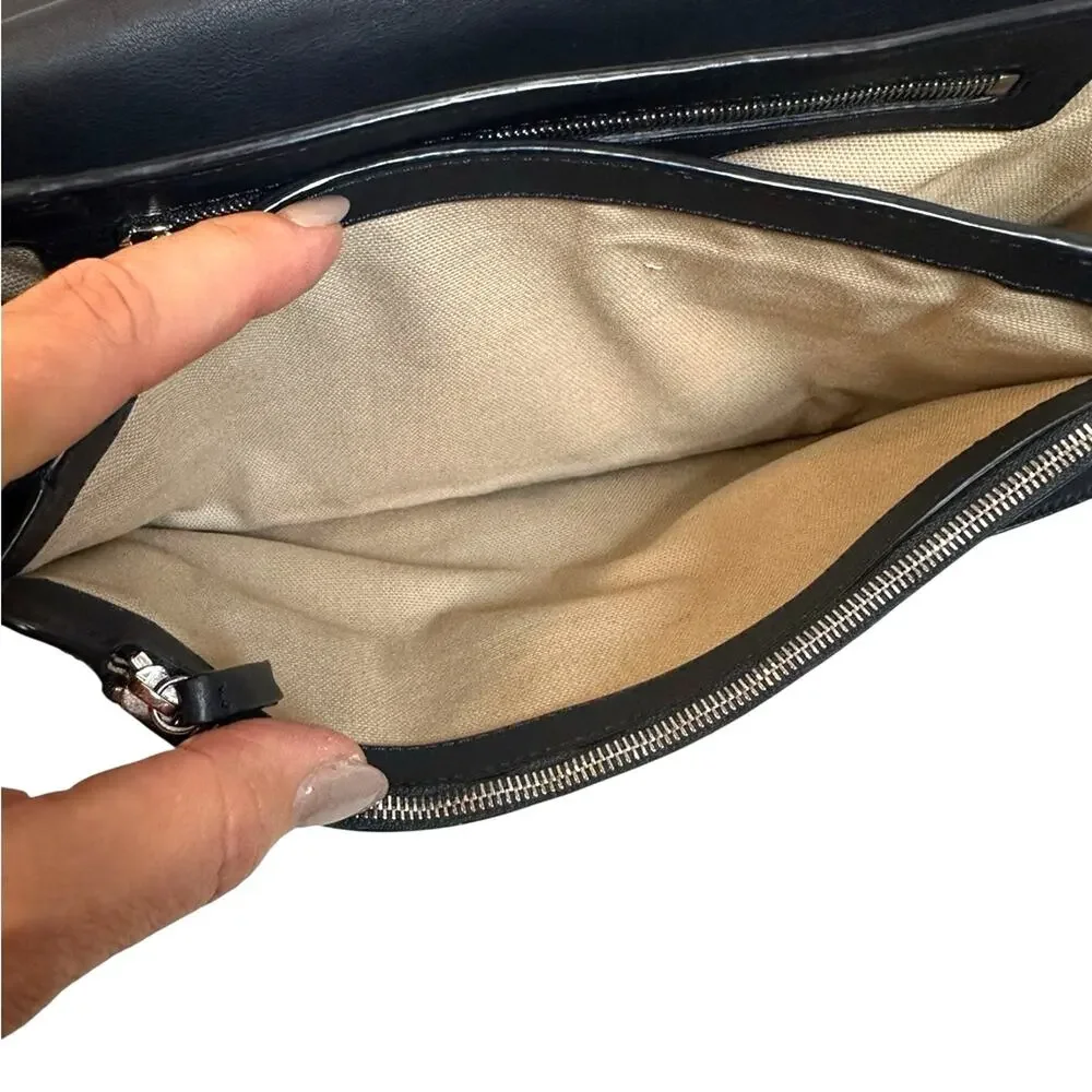 Mulberry Bayswaters Navy & Cream Leather Shoulder– Silver Hardware – COA